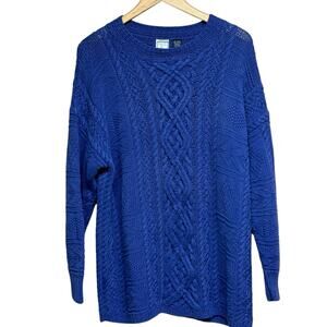 Vintage 90s Paul Et Duffier Heavy Cotton Cable Knit Sweater Purple Size Large